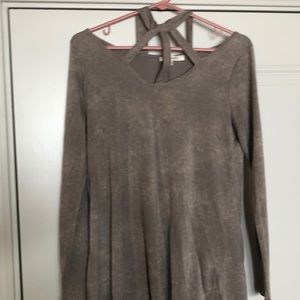 Distressed Brown Long-Sleeve Shirt